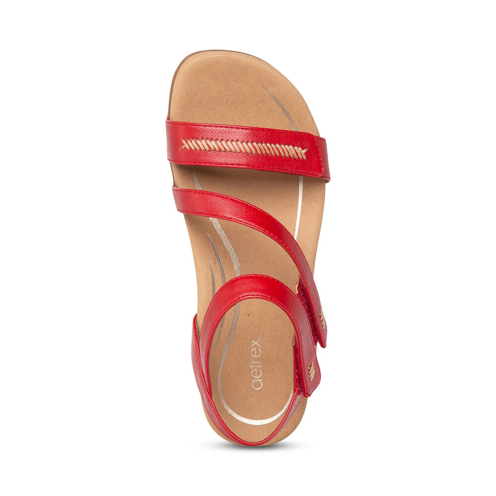 Aetrex Women's Gabby Adjustable Arch Support Sandals - Red | USA EAXKW6A